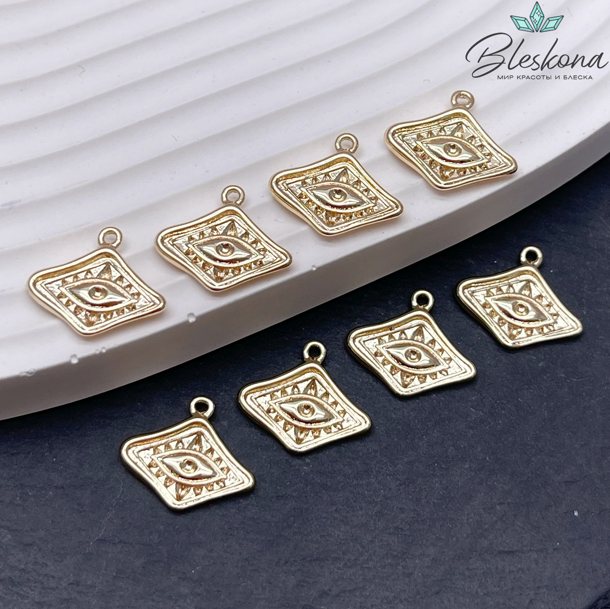 12,5*14,6 мм Цвет золото, Подвеска глаз ромбик