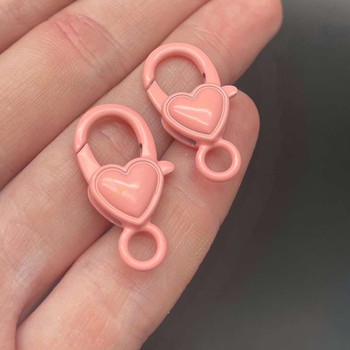 12,5*26,5мм , Замок крупный сердце светло-розовая эмаль 