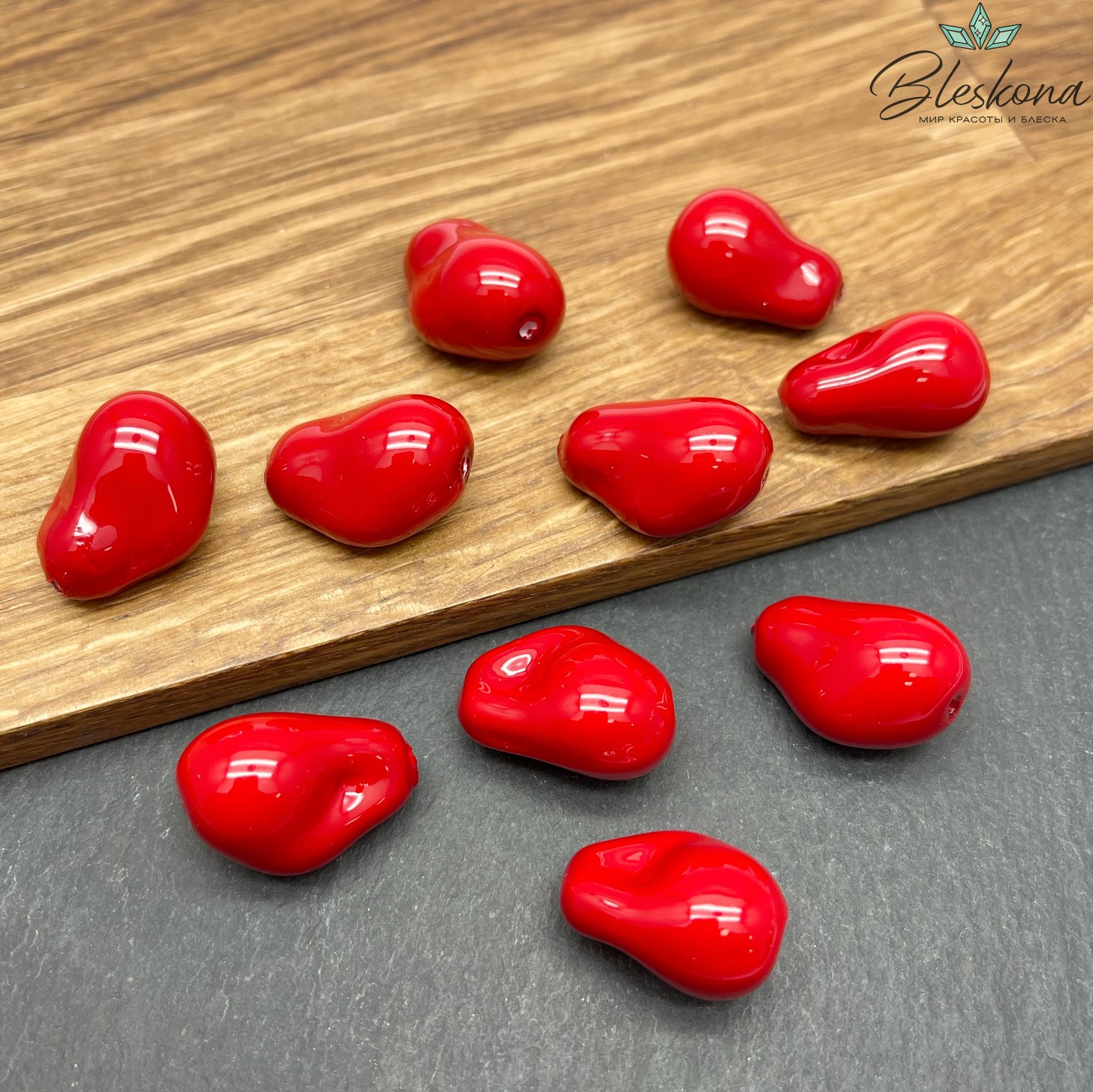 15*22 мм, Жемчуг Майорка цвет красный (штучно)