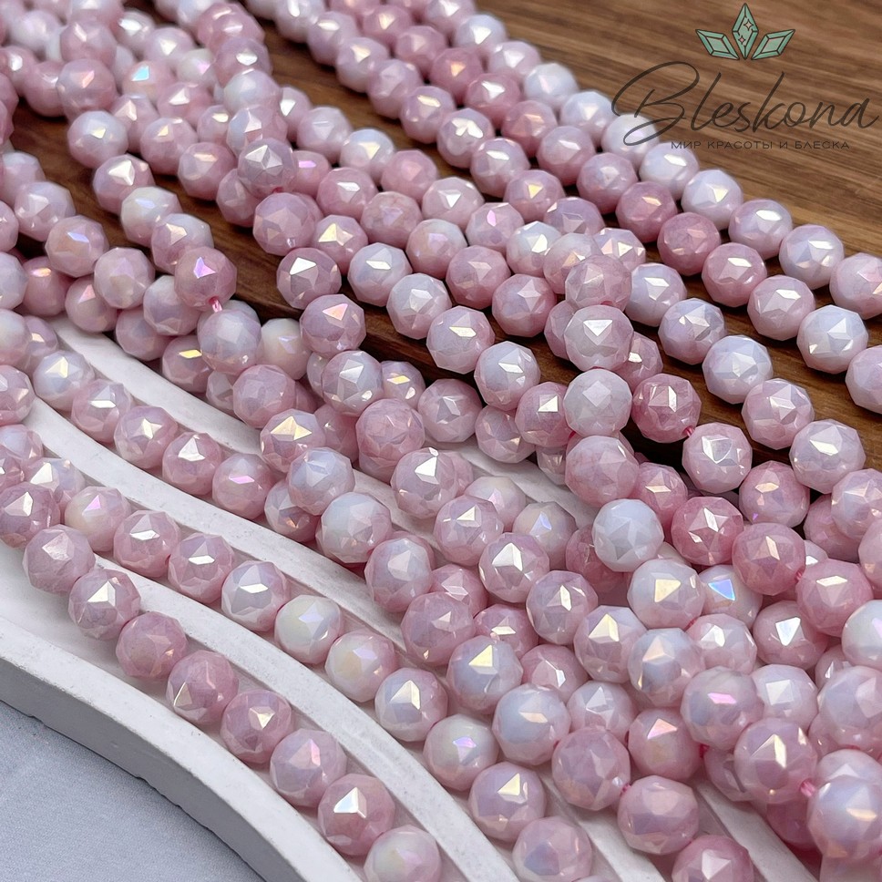 Стекло Lux бледно-  розовое огранка острая 8 мм