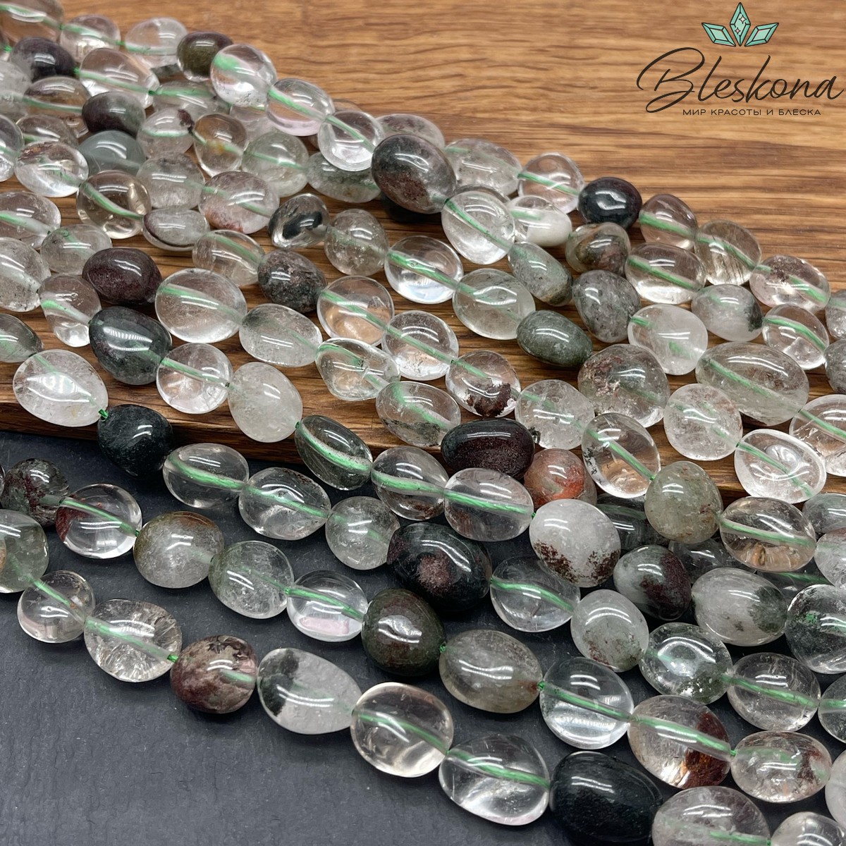 Агат Моховой галтовка (11-14)*(9-12) мм