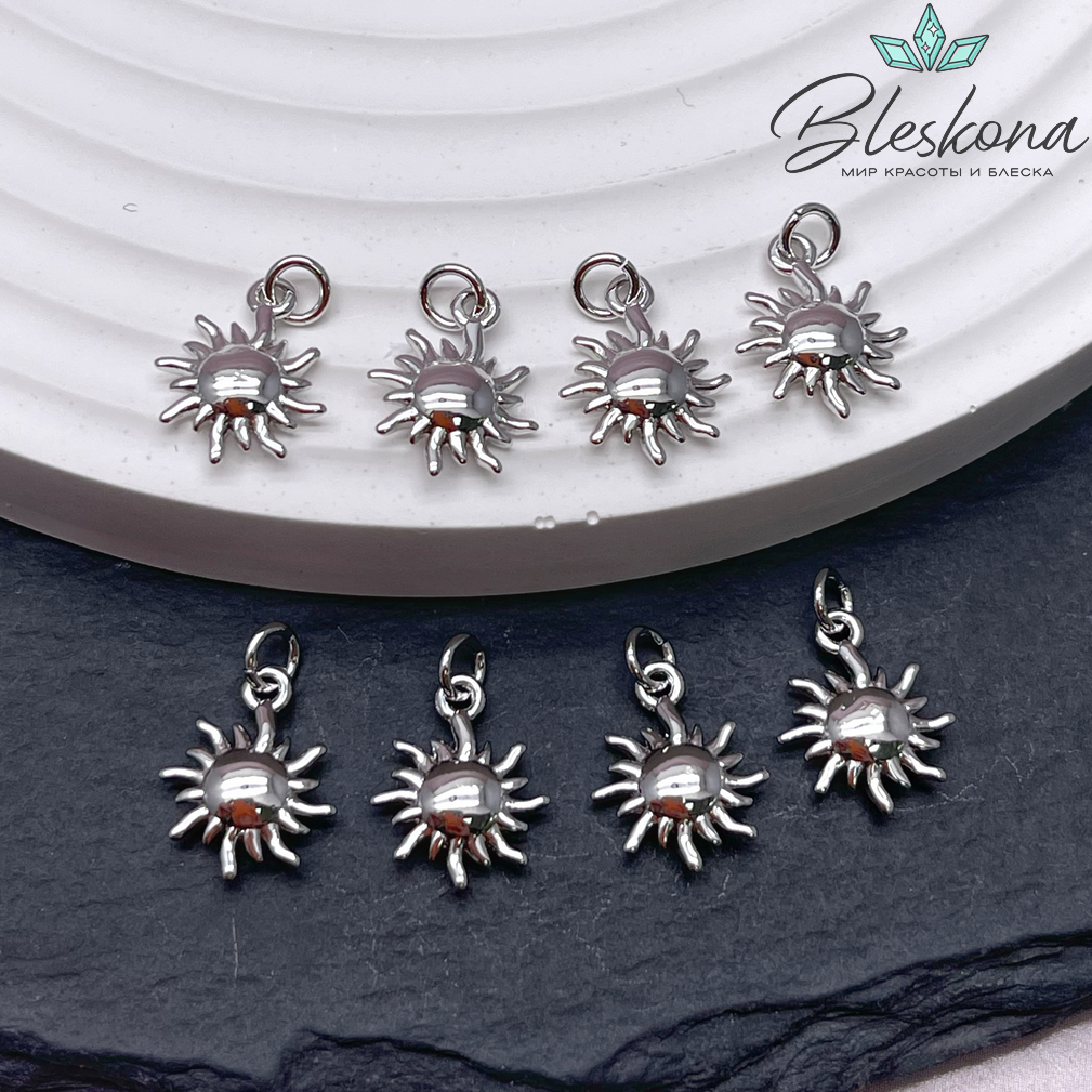 12*9 мм Цвет серебро, Подвеска солнце гладкое 