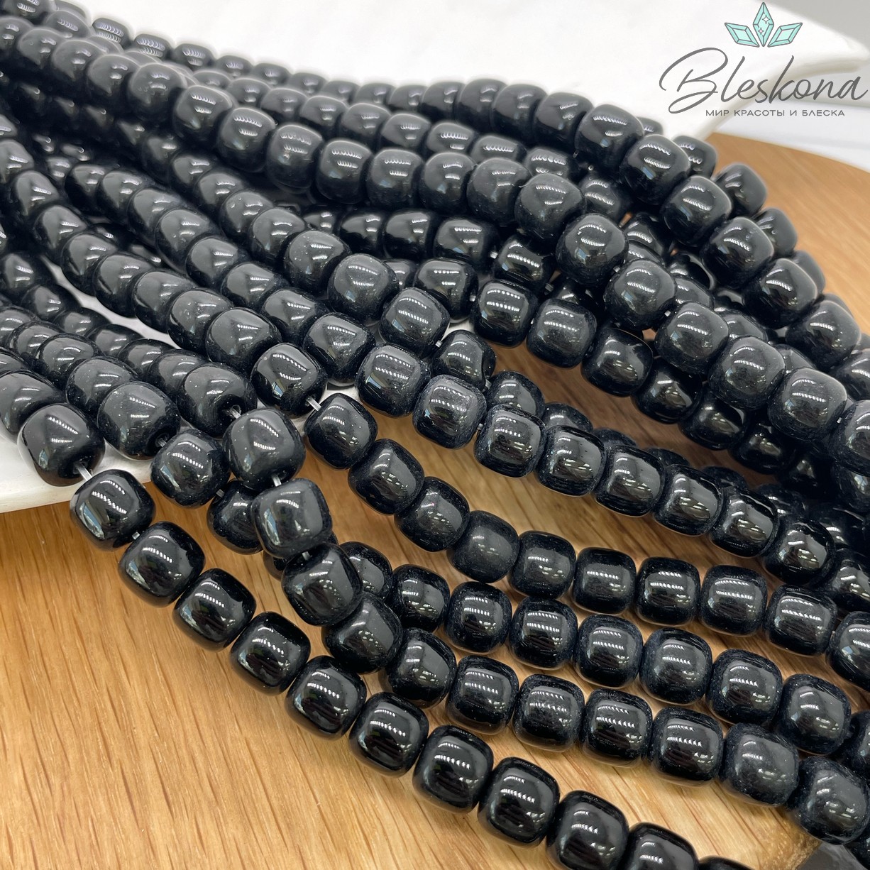 Агат черный бочата 9*8,5 мм