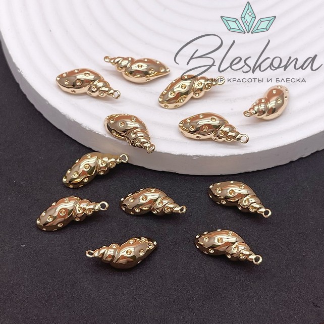20,5*9 мм Цвет золото, Подвеска ракушка точки