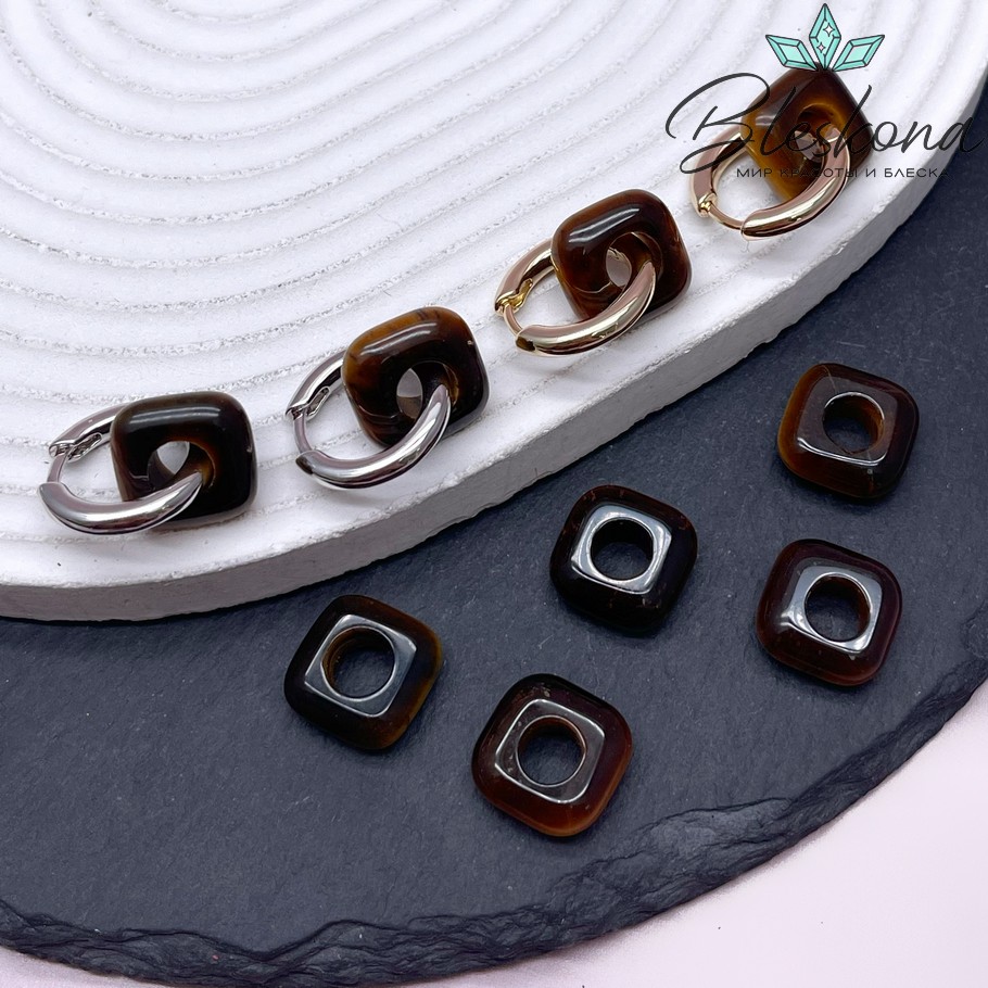 Бублик-квадрат тигровый глаз 14 мм