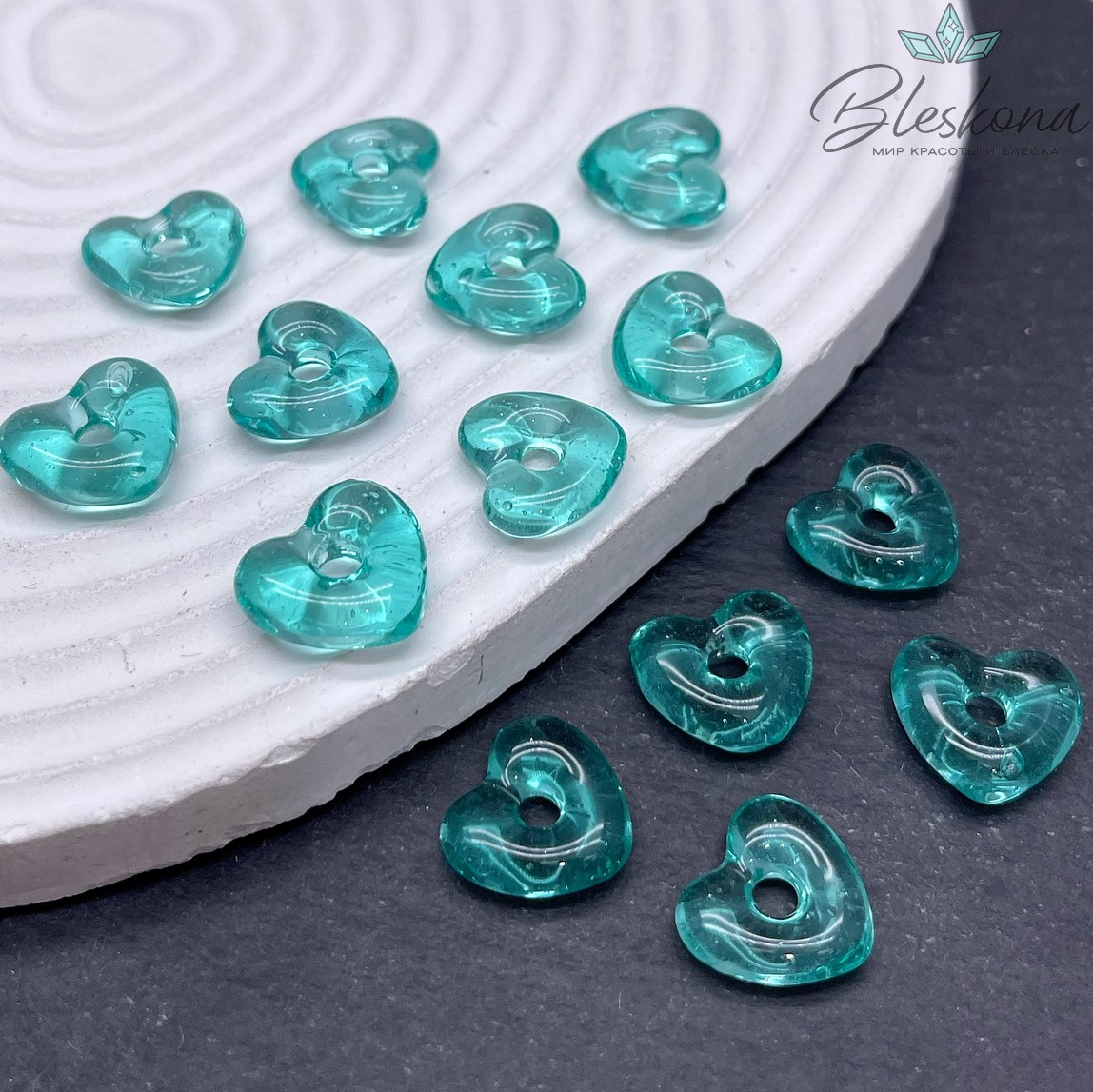 14*15 мм Подвеска сердце прозрачно- зеленое