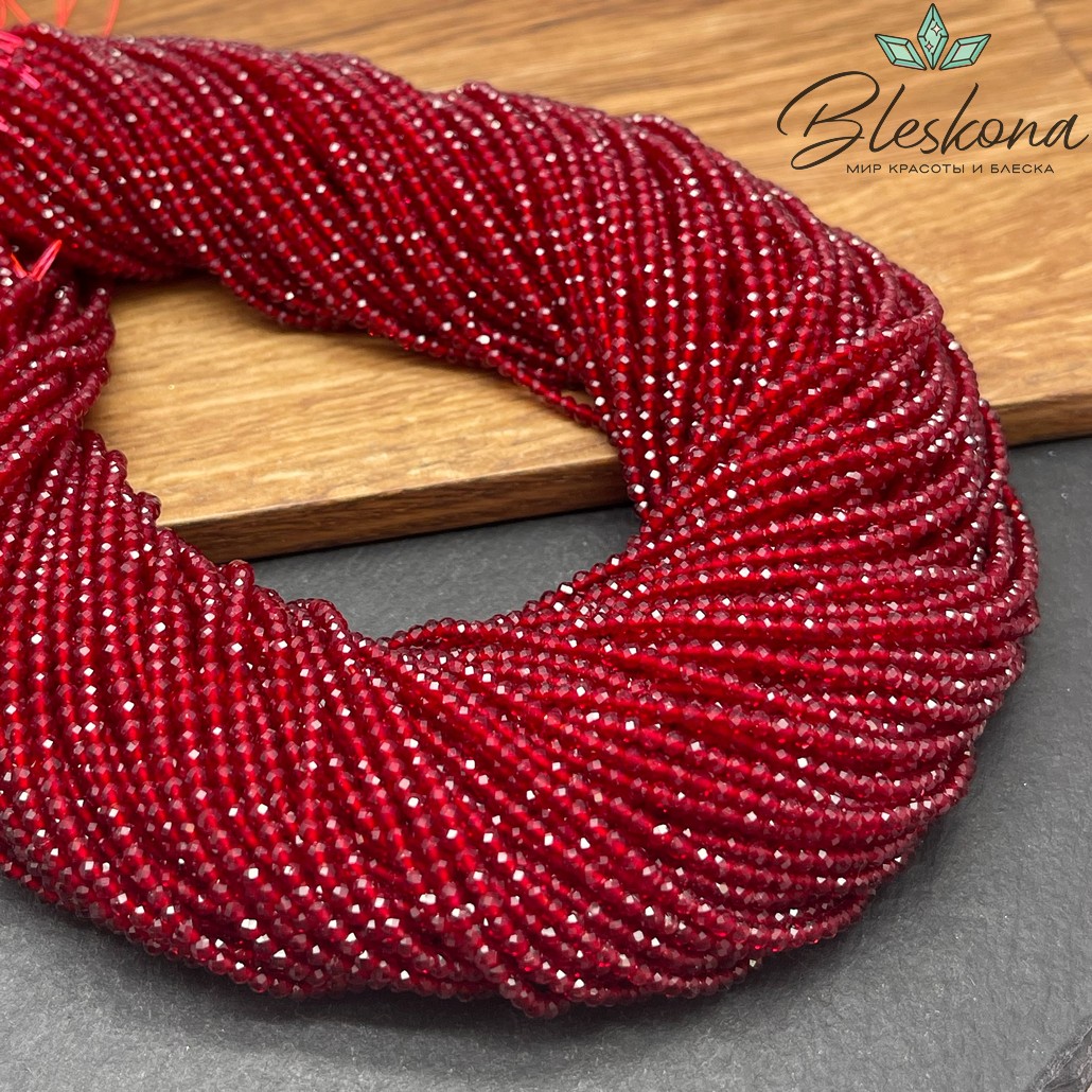 2 мм Бусины стекло бордовое алмазная огранка
