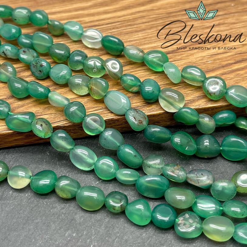 6-8 мм Агат зеленый тонированный галтовка 