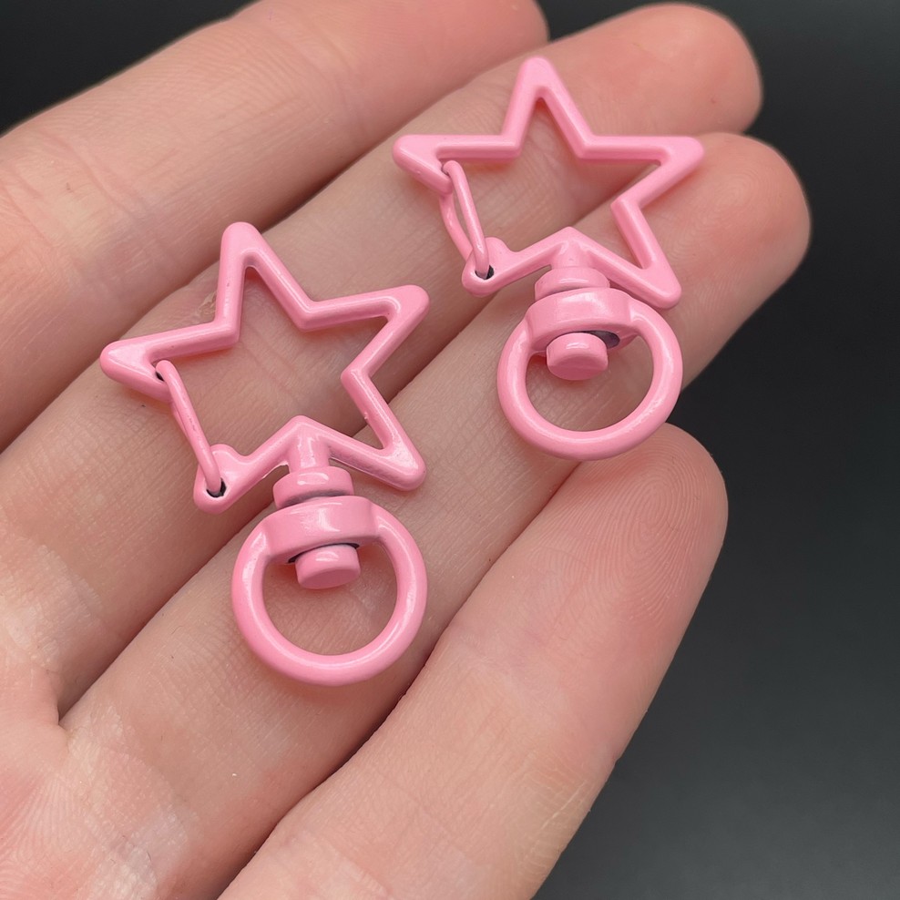 23*35мм , Замок крупный звезда розовая  эмаль 
