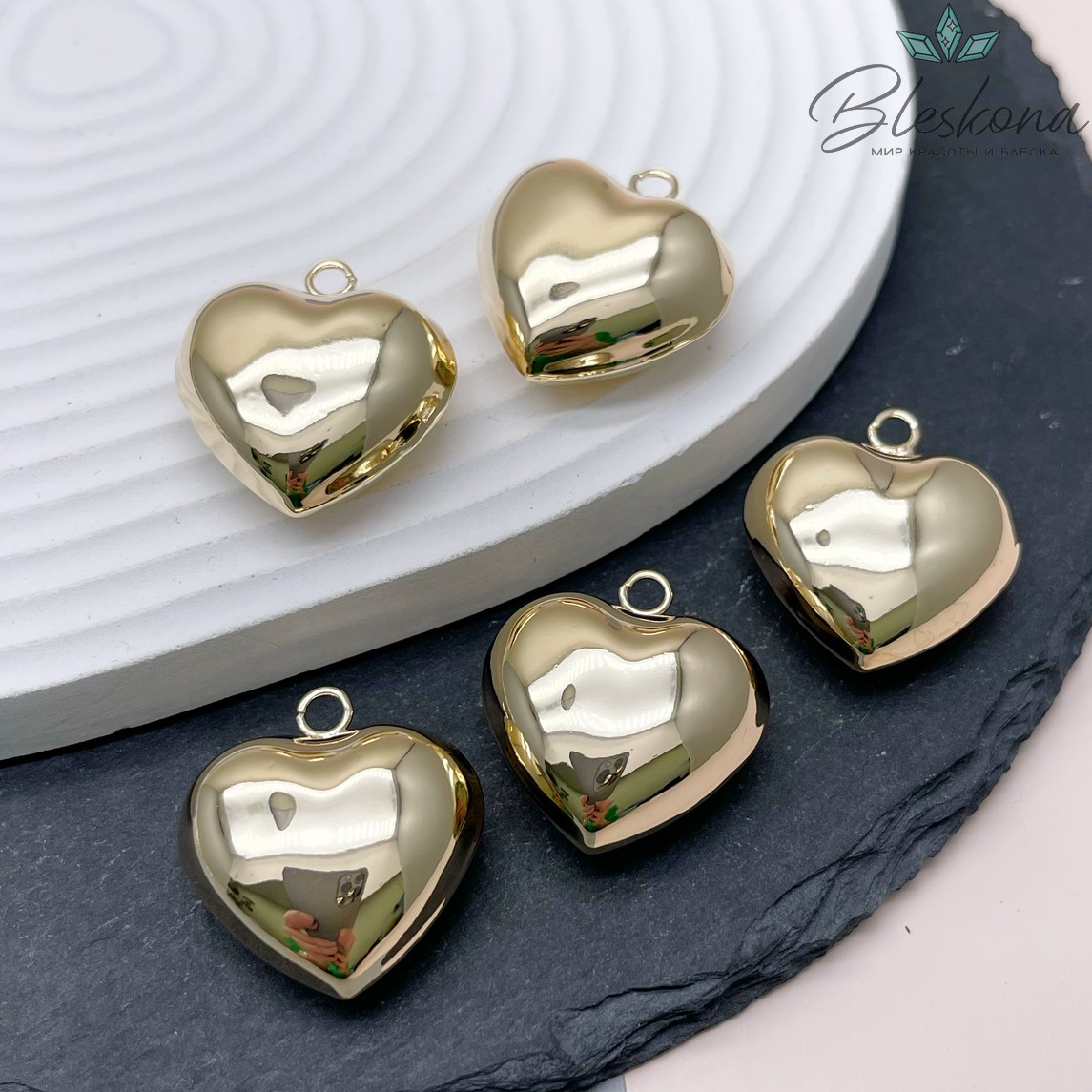 27*25 мм Цвет золото, Подвеска Сердце объемное крупное