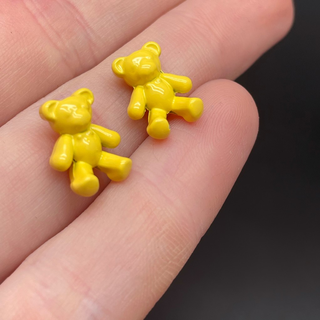 10*13 мм, Бусина Мишка желтая  эмаль уп.10 шт