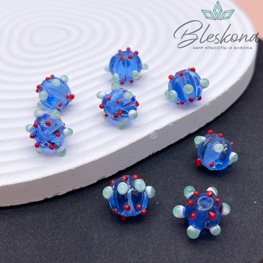 11*14 мм Бусина шар синий пупырчатый