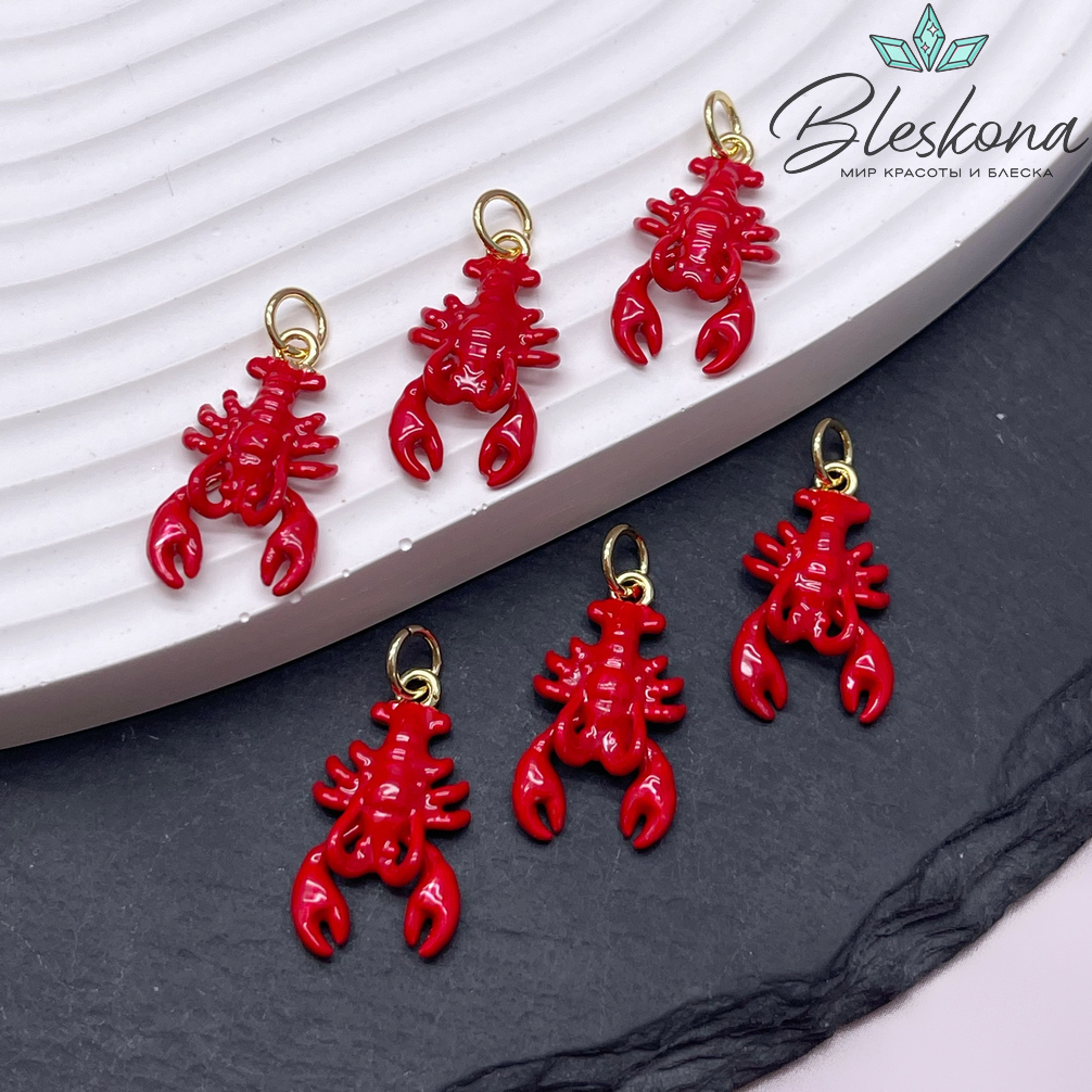 19*10 мм Цвет золото, Подвеска рак эмаль 