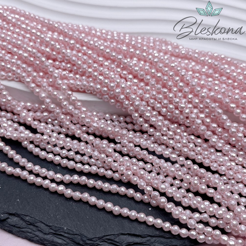 Жемчуг Майорка  огранка, цвет розовый 3 мм