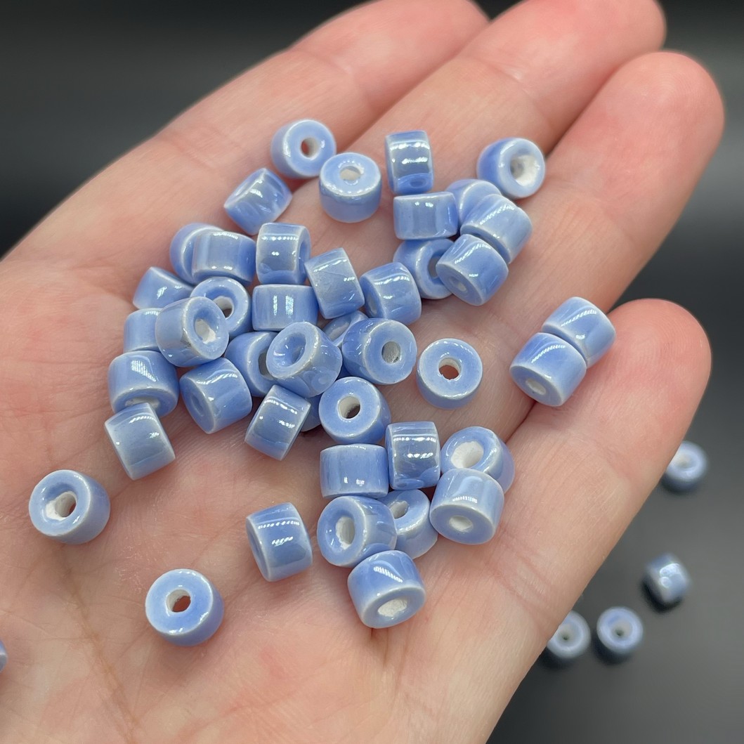 6*4 мм Бусина- разделитель, керамика цвет сиреневый  уп.10шт