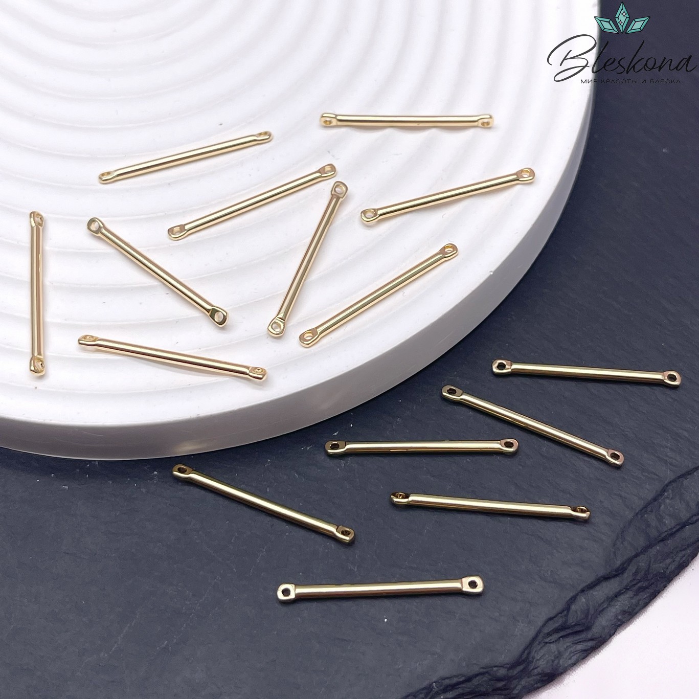 25 мм Цвет золото, Коннектор палочка круглая 