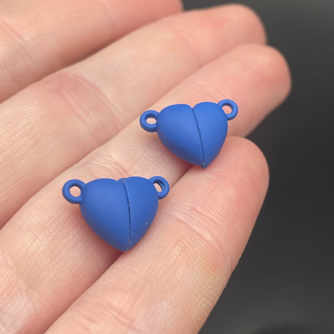 10*15,5мм , Замок магнитный сердце синяя эмаль матовая