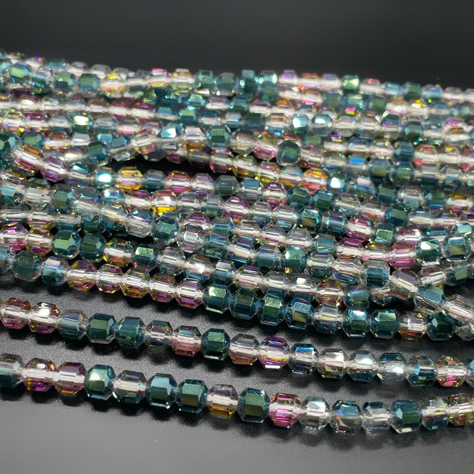 5*5,3 мм, Стекло Lux, многогранник, цвет серо- зеленый хамелеон