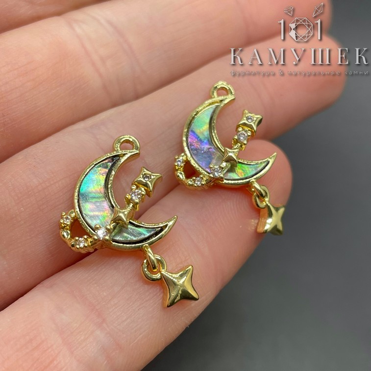 14*25мм, Цвет золото, Подвеска Луна звезда гелиотис цирконы