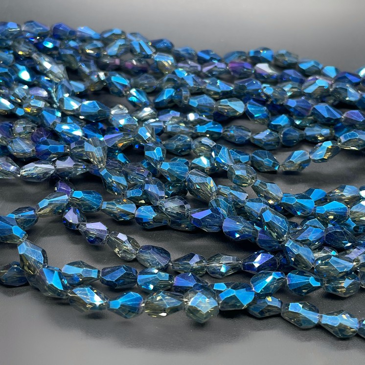 6*8 мм Стекло Lux, ракушка, цвет синий