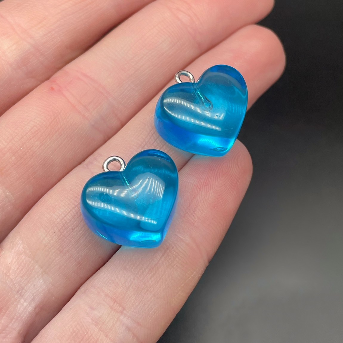 17,5мм, Цвет серебро, Подвеска Сердце синее