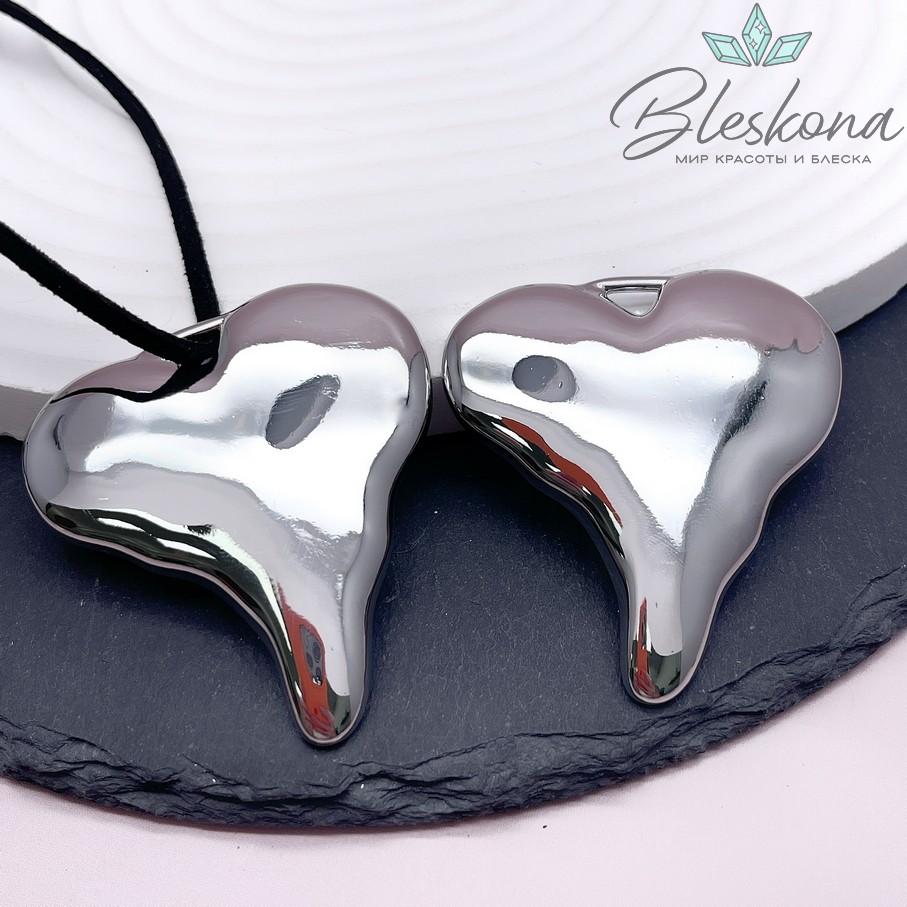 45*49 мм Цвет серебро, Подвеска Сердце неровное