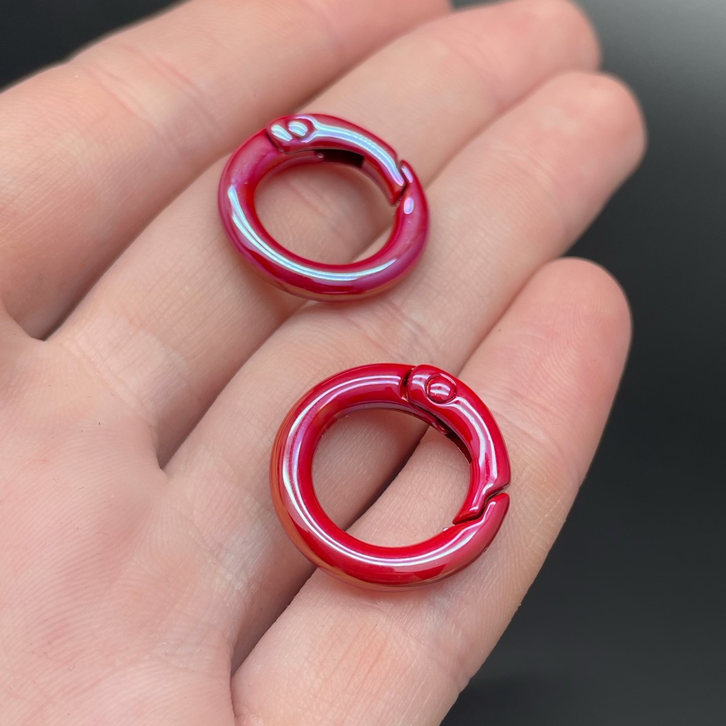 20мм , Замок круг красная эмаль с переливом 