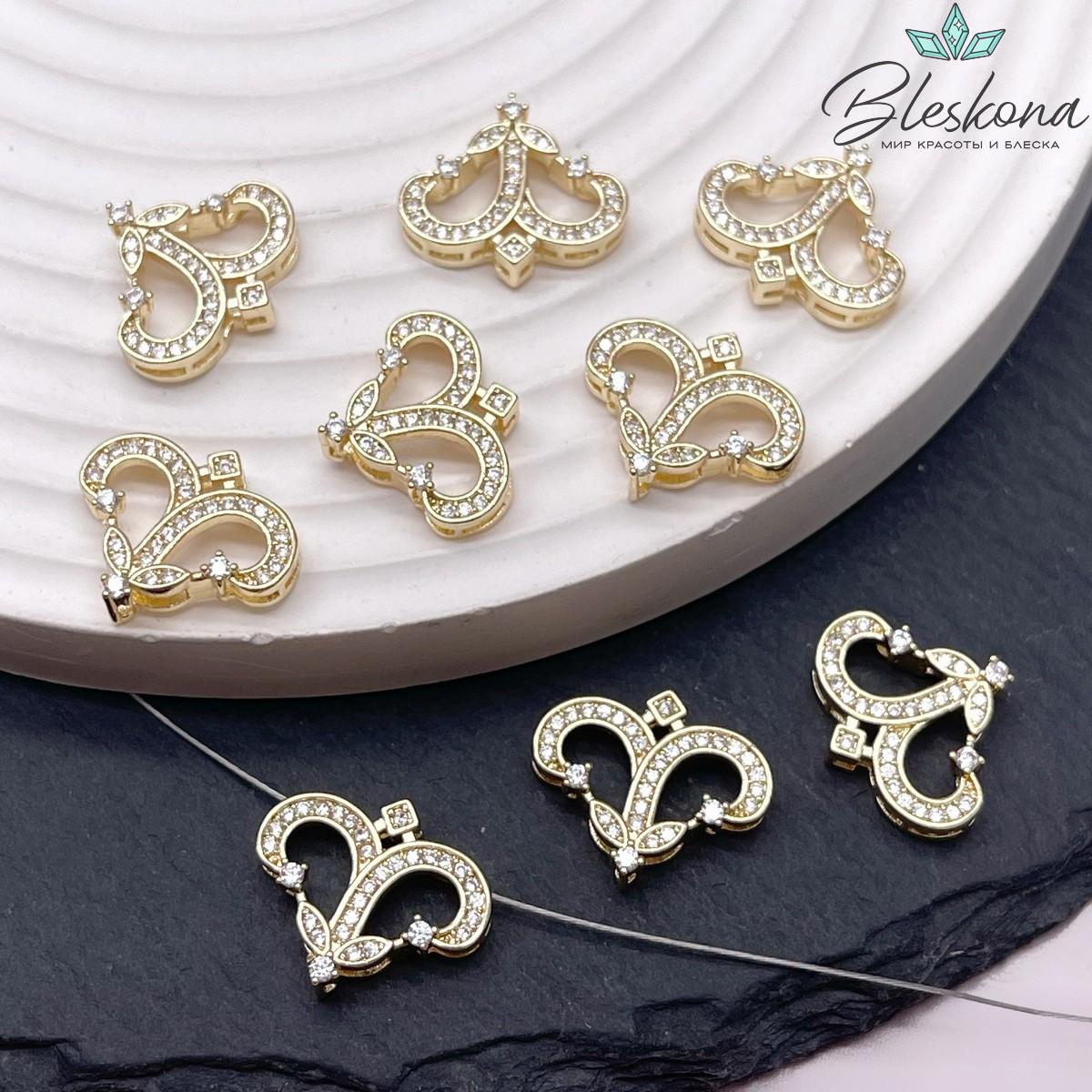 16*13,5 мм Цвет золото, Бусина Этно №2 цирконы