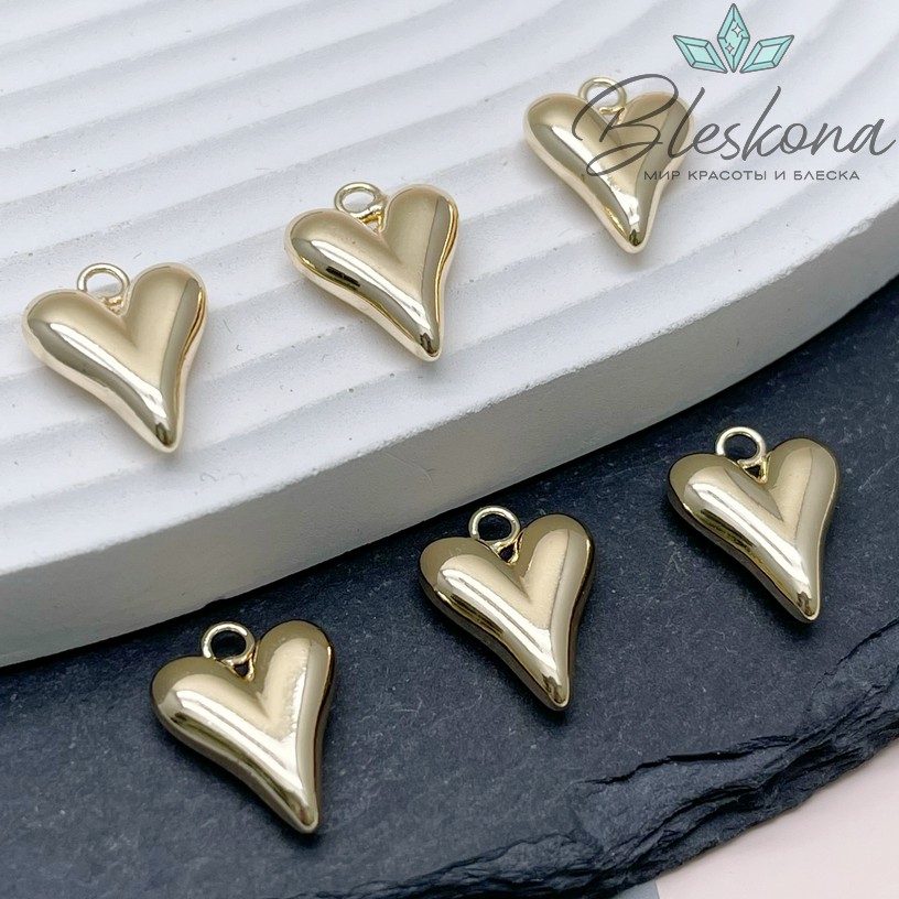 12*14,5 мм Цвет золото, Подвеска сердце объемное
