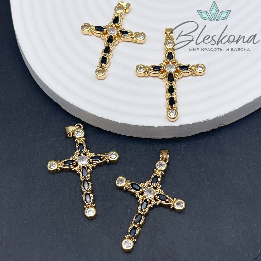 41*29 мм Цвет золото, Подвеска Крест цирконы