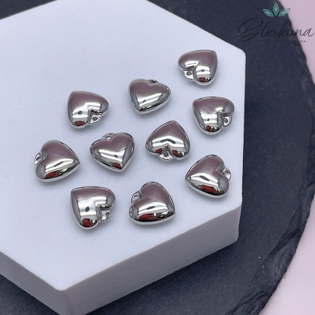 10,9*11 мм Цвет серебро, Подвеска Сердце