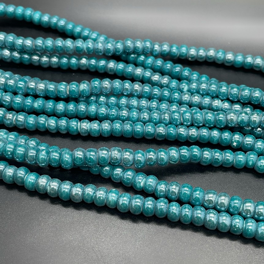 6*4 мм Бусина-разделитель, керамика  цвет морской волны