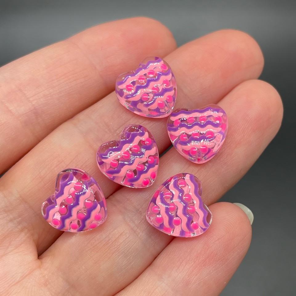 13,5 мм, Стекло бусина сердце  волны уп.5 шт