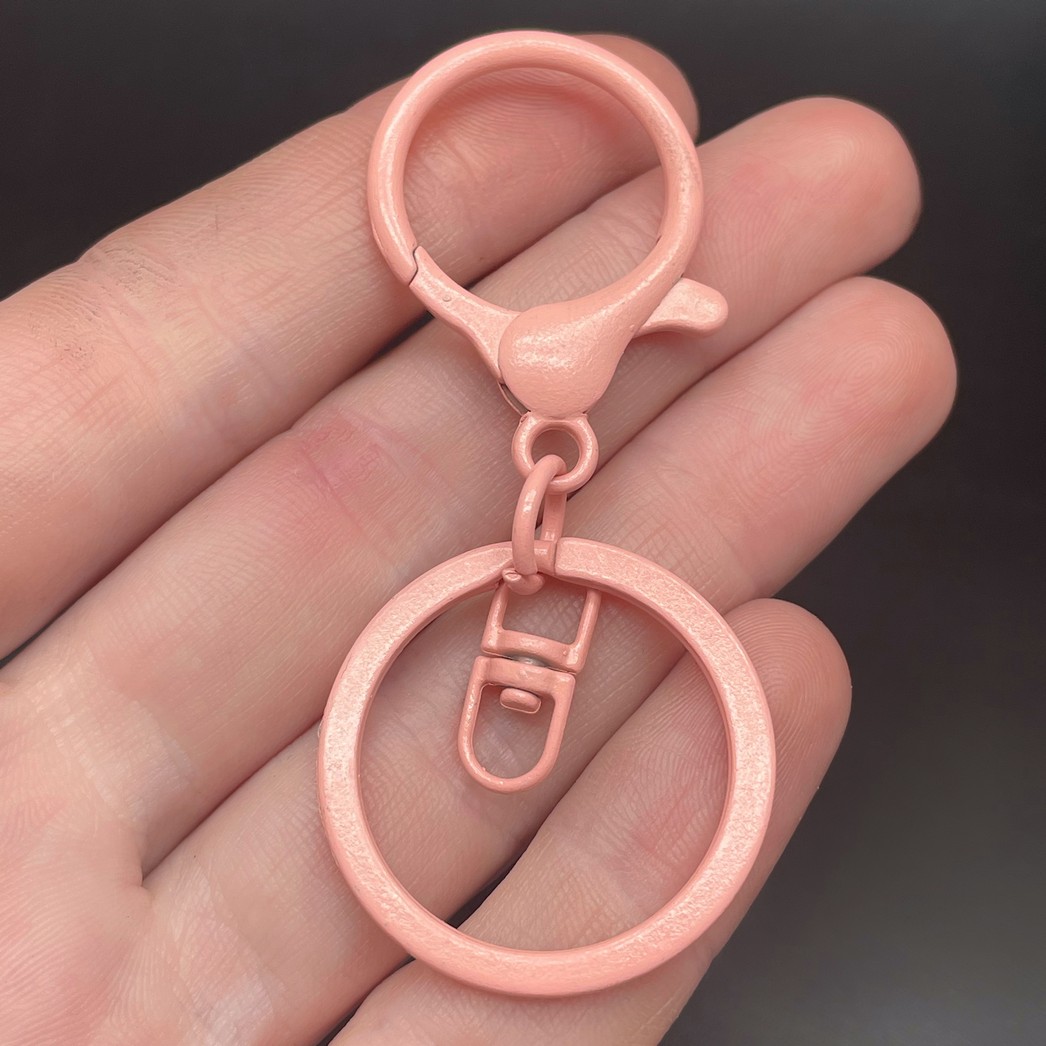 30 мм, Основа для брелока розовая эмаль круглый замок