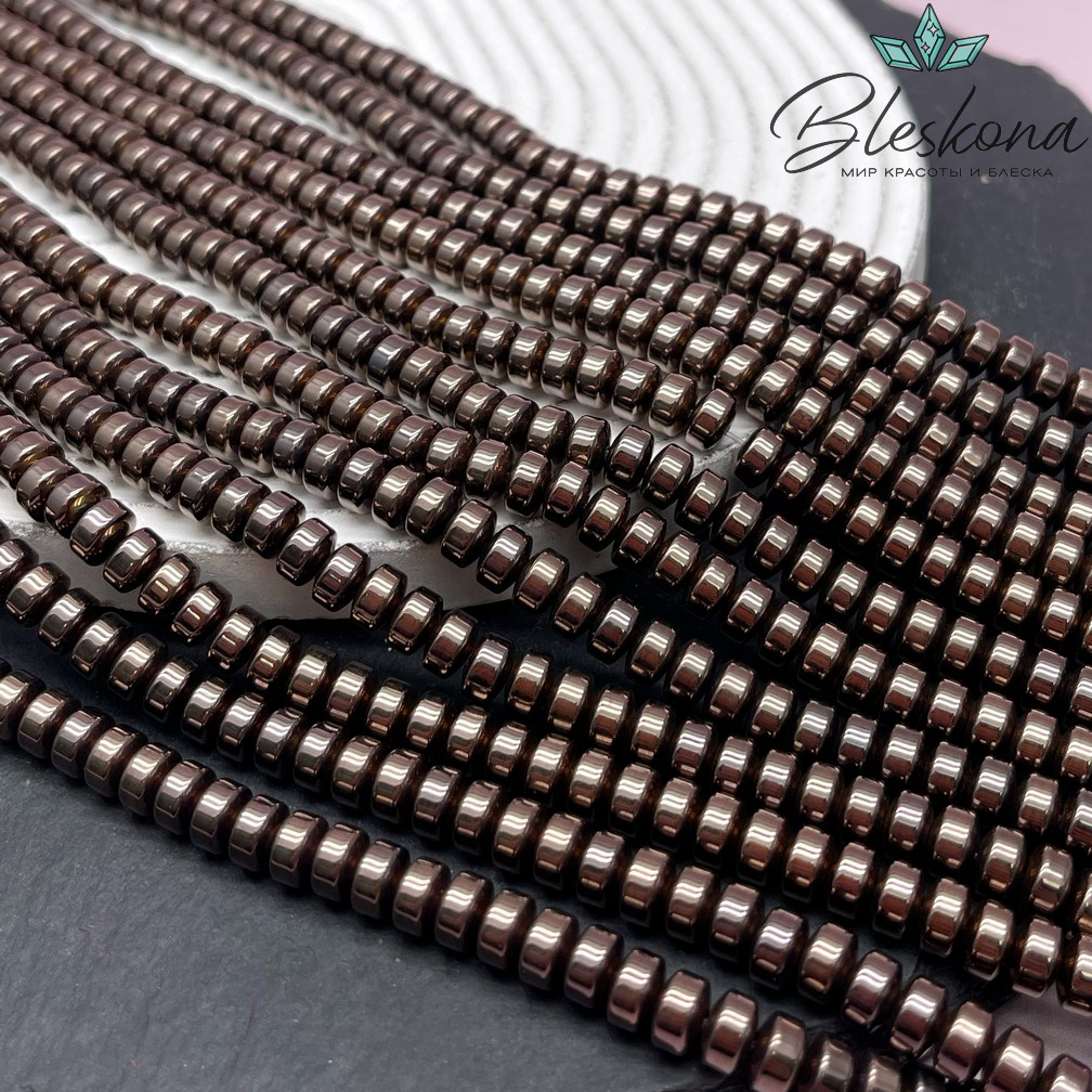 6*4 мм Гематин рондель №1, цвет коричневый №1 (шоколадный)