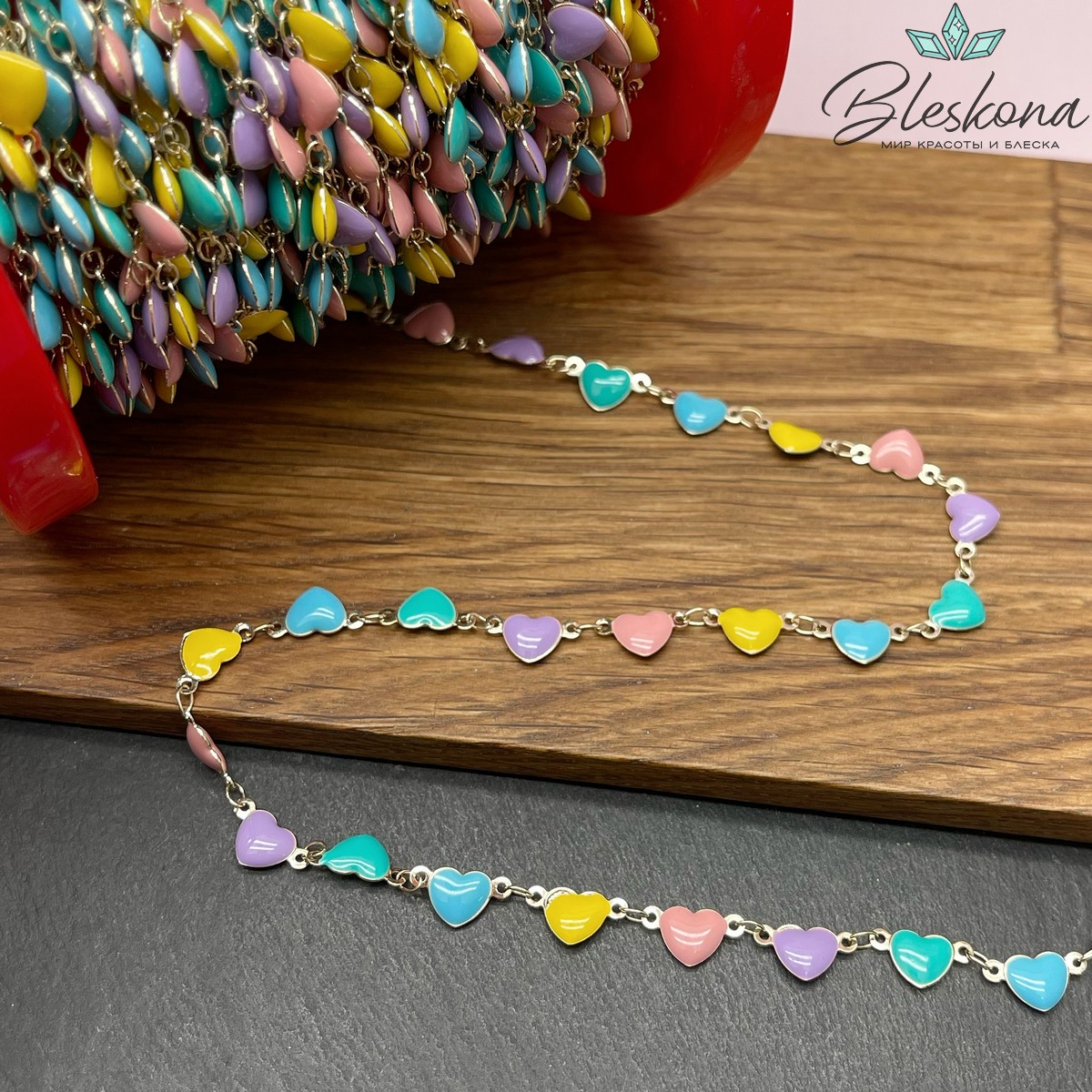 Цепь №167-1 цвет золото, сердце 12,5*6,4 мм