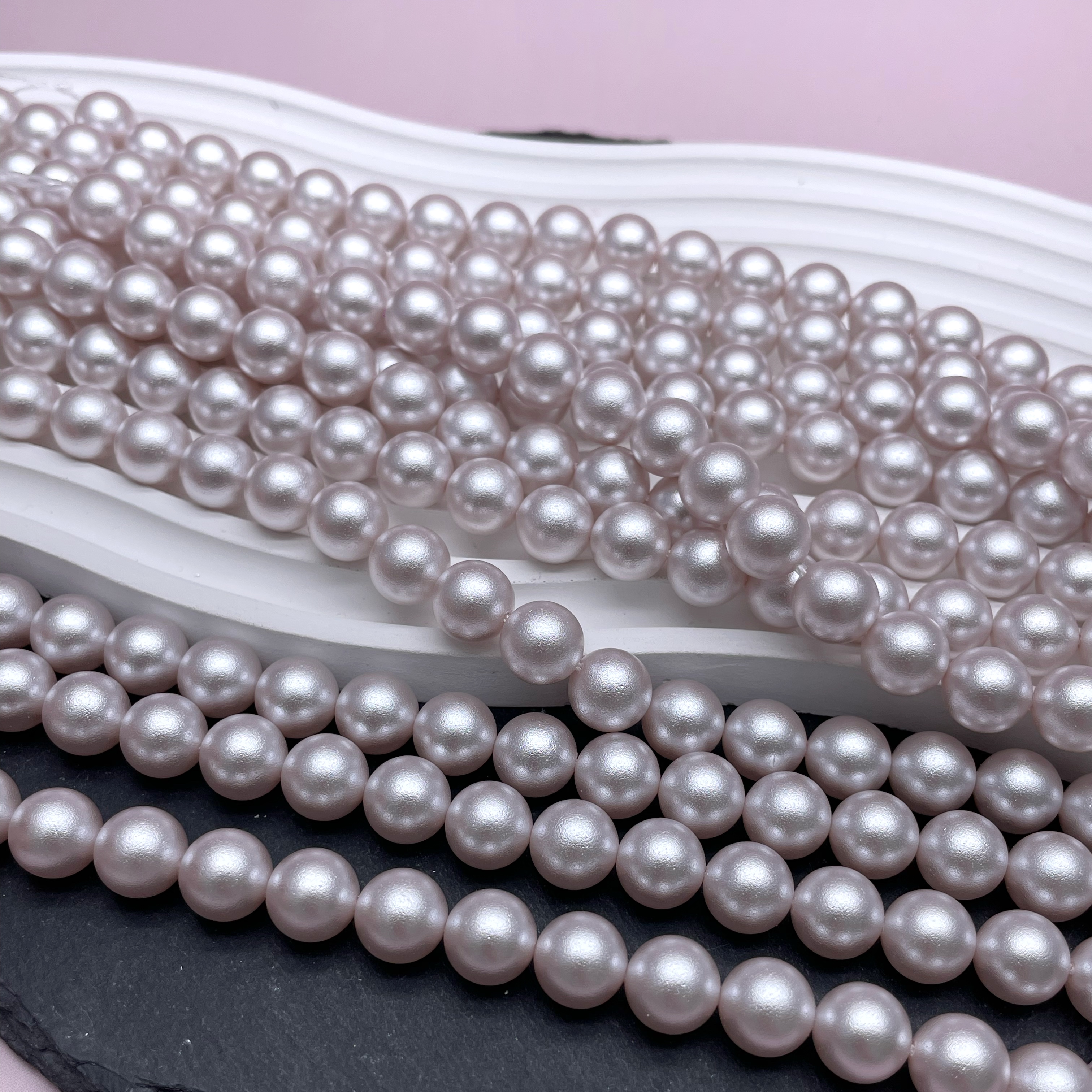 Жемчуг Майорка, цвет светло- фиолетовый фактурно- матовый 10 мм