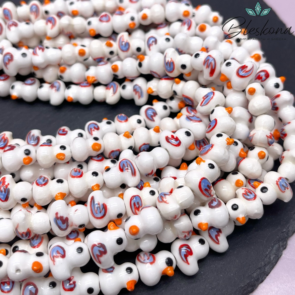 12*12,5 мм Керамика бусина уточка белая