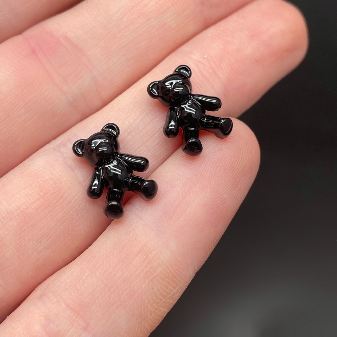 10*13 мм, Бусина Мишка черная  эмаль уп.10 шт