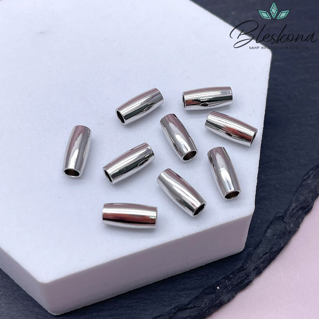 10,6*5 мм Цвет серебро, Бусина бочонок