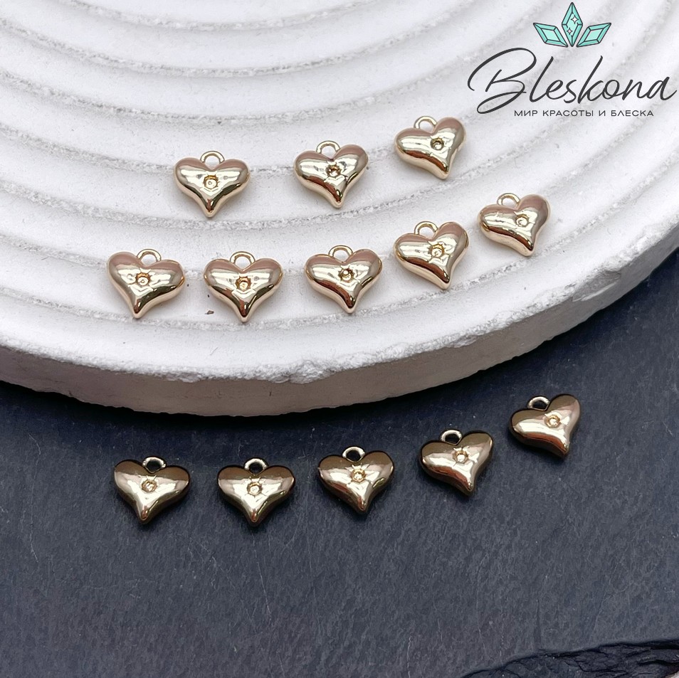 6,7*7 мм Цвет золото, Подвеска сердце мини солнышко