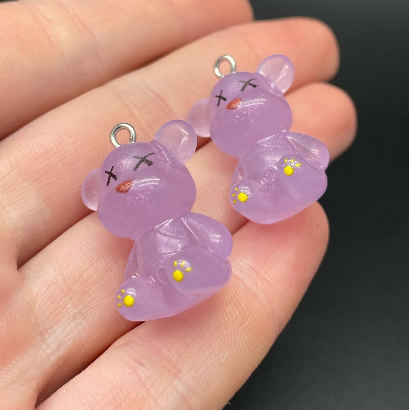 19*27мм, Цвет серебро, Подвеска Мишка фиолетовый