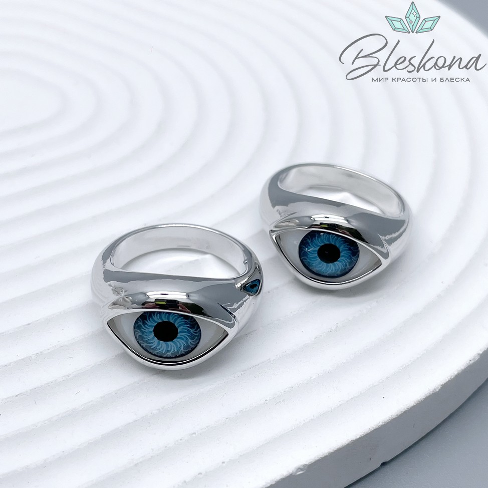 17 мм Цвет серебро, Кольцо размерное глаз 