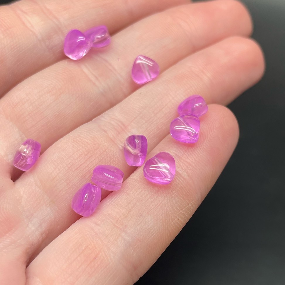 6,5 мм, Стекло сердце фиолетовое  уп.10 шт №2