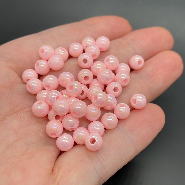 6 мм, Бусина шар ,цвет розовый  уп.10 гр