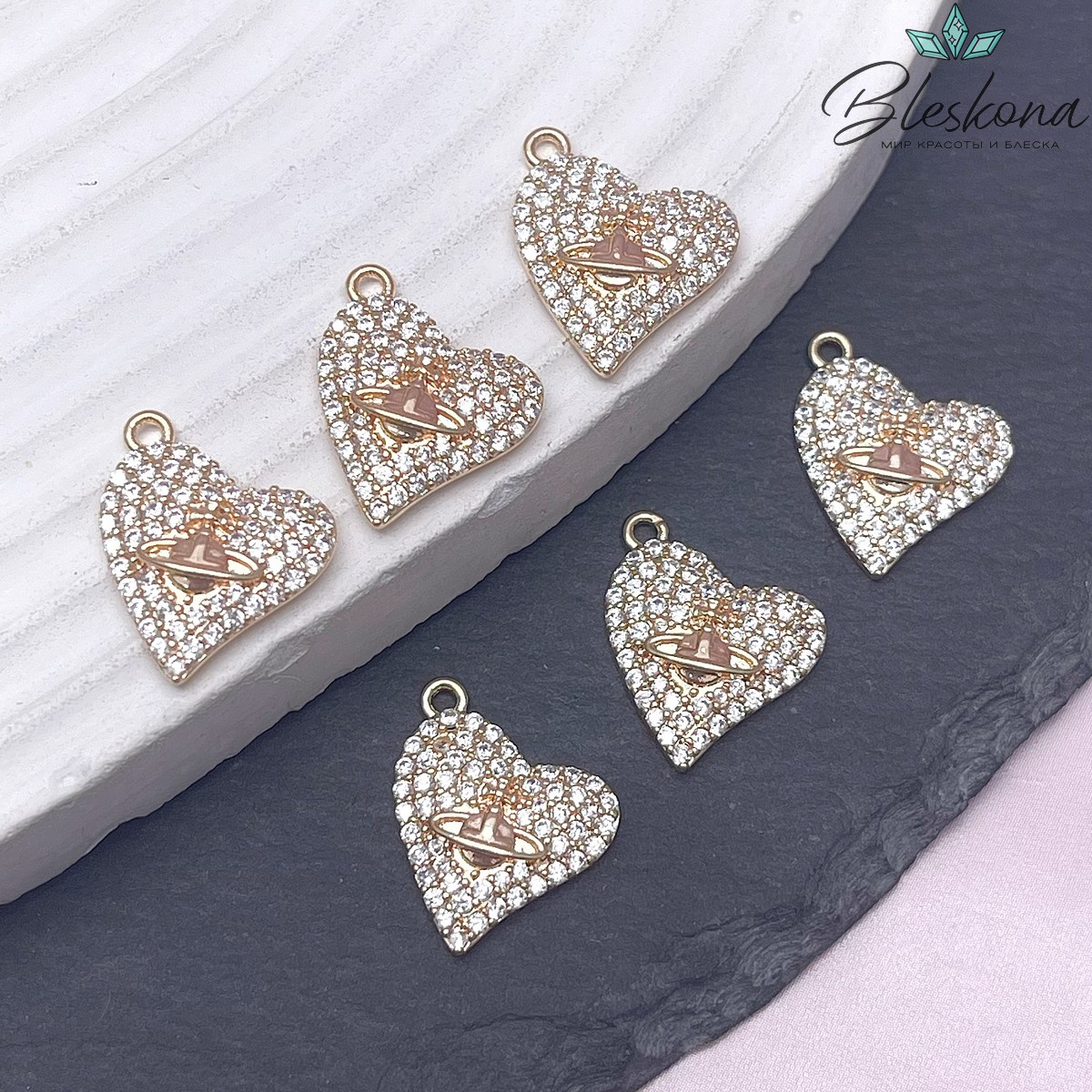 14,3*15 мм Цвет золото, Подвеска Сердце держава цирконы CBK2533