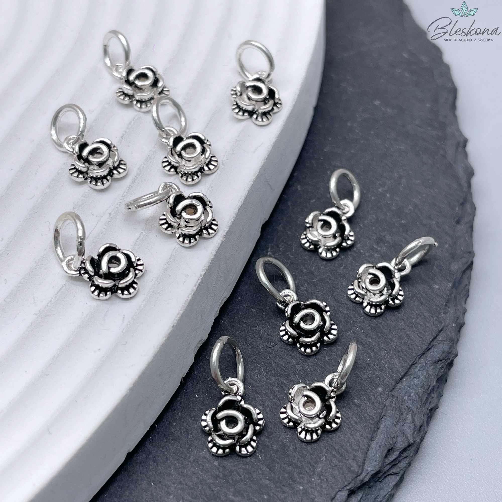 7,5мм Подвеска мельхиор Роза