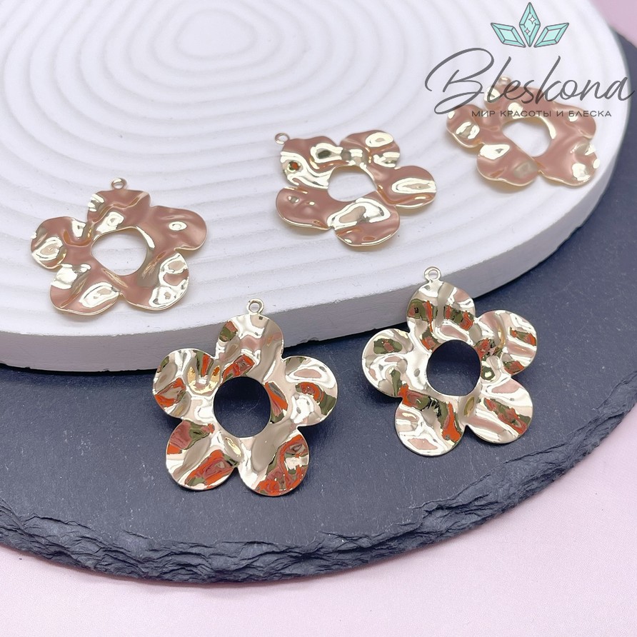 33,5*31,5 мм Цвет золото, Подвеска цветок мятый