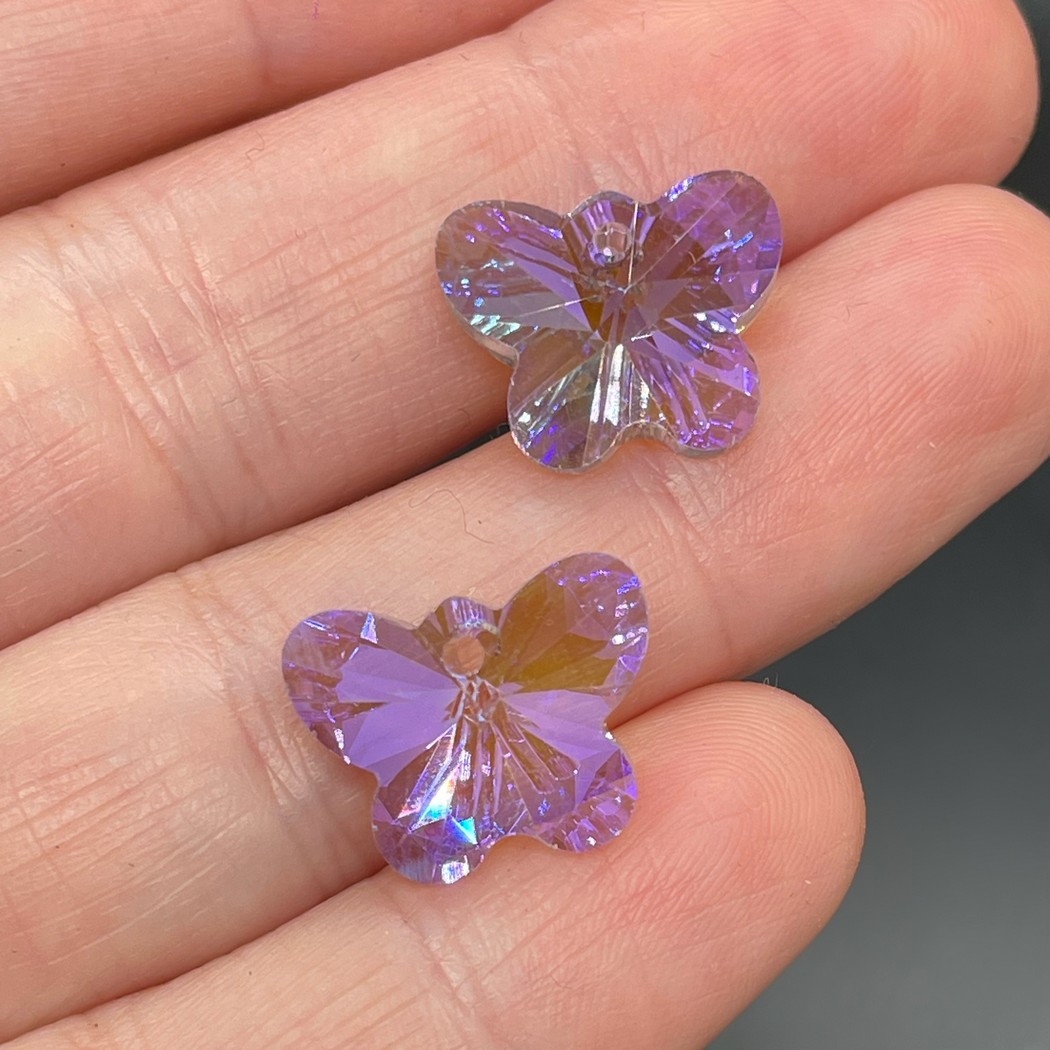 11,5*14,5 мм, Стекло Lux, Подвеска Бабочка, цвет фиолетовый