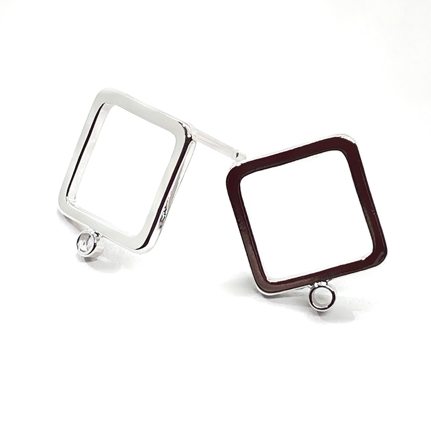 Пусеты квадрат контур №197 цвет серебро 10*10мм